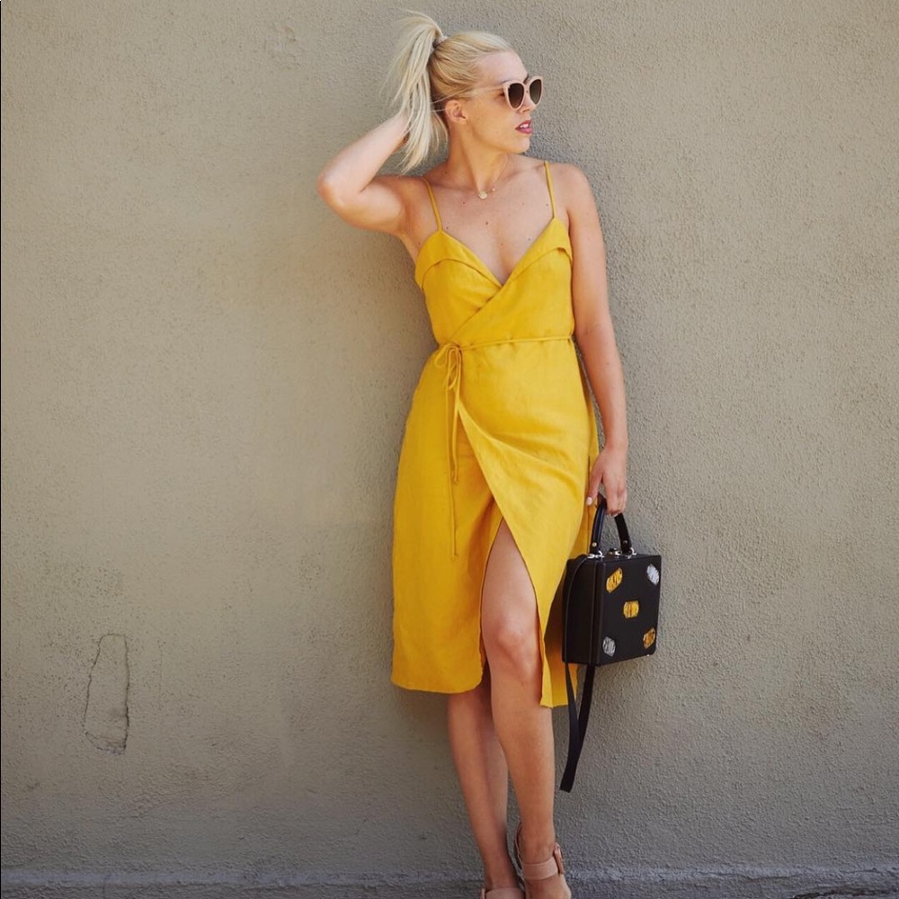 Reformation Cruz dress wrap slit spaghetti strap